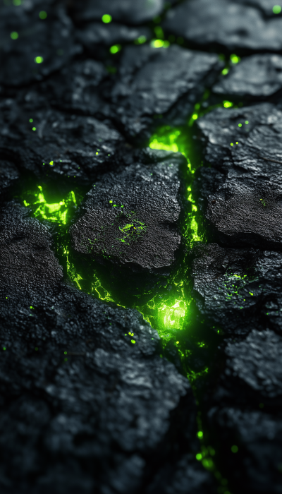 Toxic Green Light Through Rocks