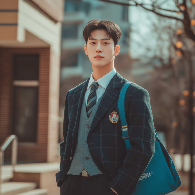 Handsome Male Student in Uniform