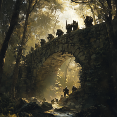 Medieval Ogres Defending a Bridge