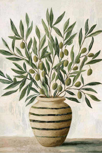 Olive Branches in Pot