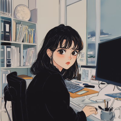 90s Japanese Anime Style Illustration