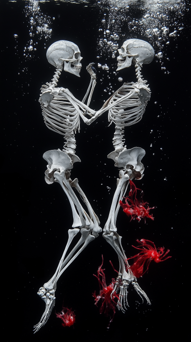 Underwater Ballet of Mermaid Skeletons