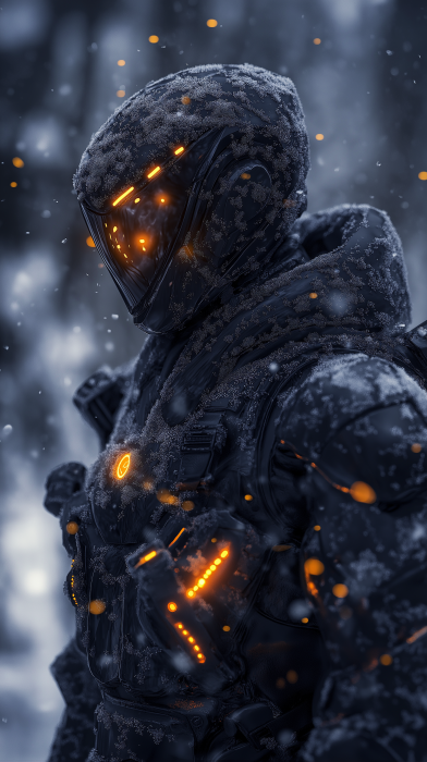 Alien Soldier in Snowstorm