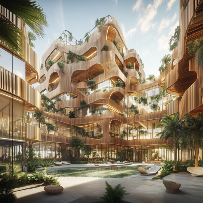 Atrium View with Timber Facade