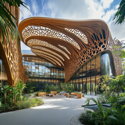 Atrium View with Timber Facade