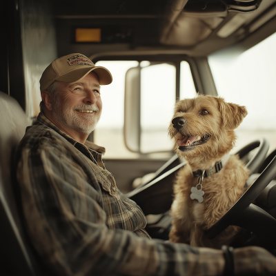 Dog in Truck Cab