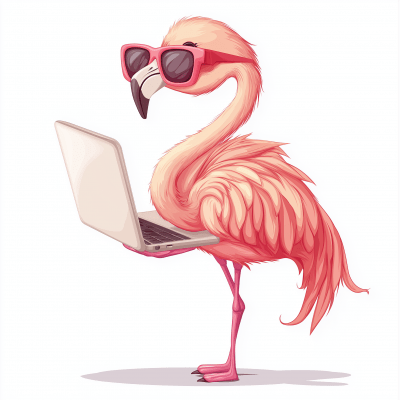 Flamingo with Laptop