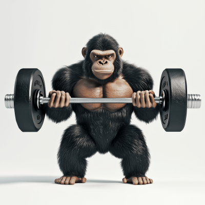 Muscular Monkey Lifting Weights