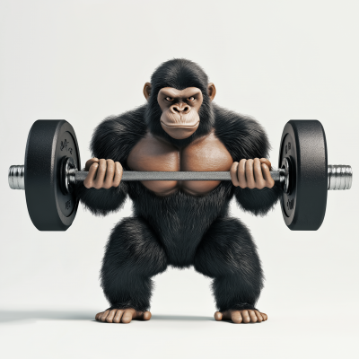 Muscular Monkey Lifting Weights