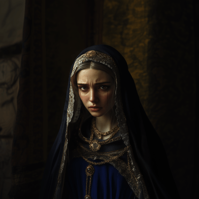 Somber Lady in Medieval Attire