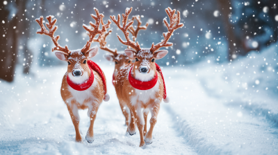 Christmas Raindeers in Snow