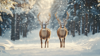 Christmas Raindeers in Snow