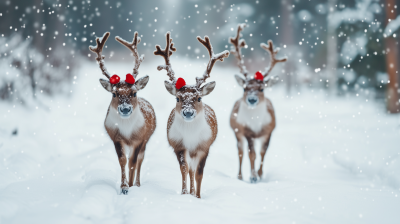 Christmas Raindeers in Snow