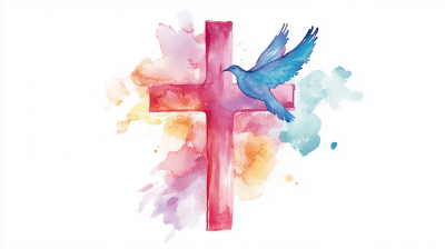 Colorful Watercolor Christian Cross