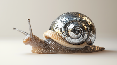 Cute Snail with Silver Disco Ball