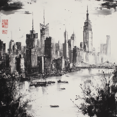 New York City Landscape in Views of Xiaoxiang Style