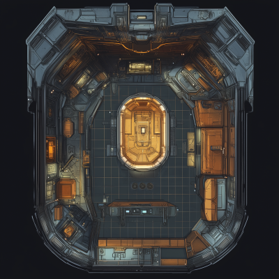 Overhead Map of a Spaceship Cabin