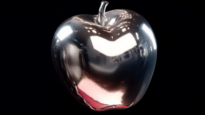 Floating Metallic Apple