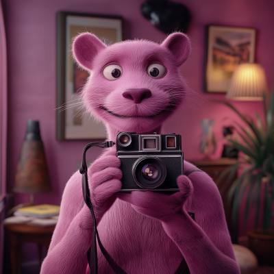 Pink Panther with Film Camera