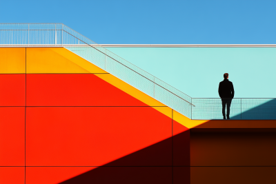 Man Amongst Bauhaus Architecture