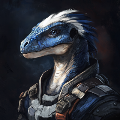 Civilized Velociraptor in Space Suit