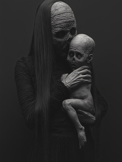 Mourning Woman with Deformed Baby