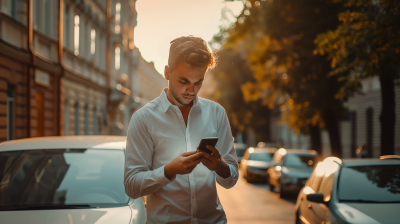 Man Texting by Car