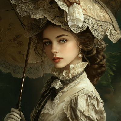 19th Century Lady with Umbrella