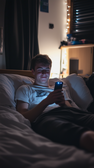 Smirking Student in Bed