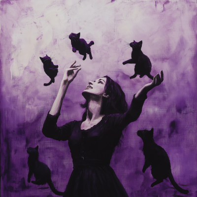 Juggling Cats Silhouette