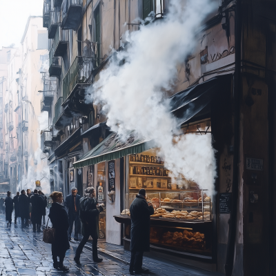 Naples Street with Smoke