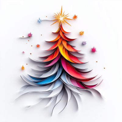 Colorful Papercut Christmas Tree