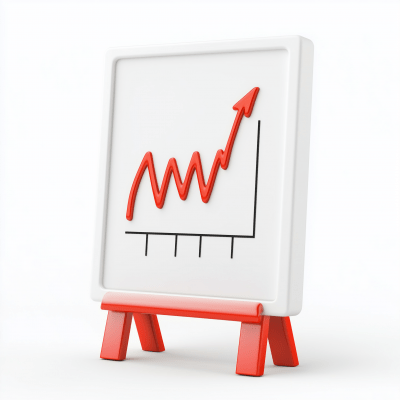 3D Whiteboard Icon with Chart