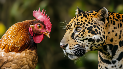 Chicken and Jaguar Encounter