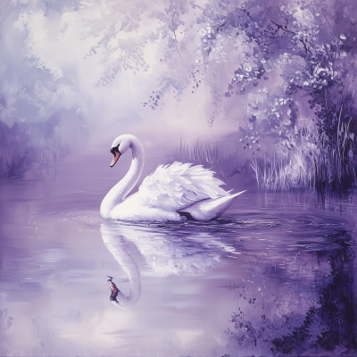 Swan on Purple Lake