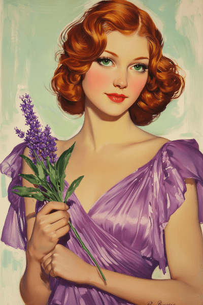 Elegant Woman with Lavender Flower