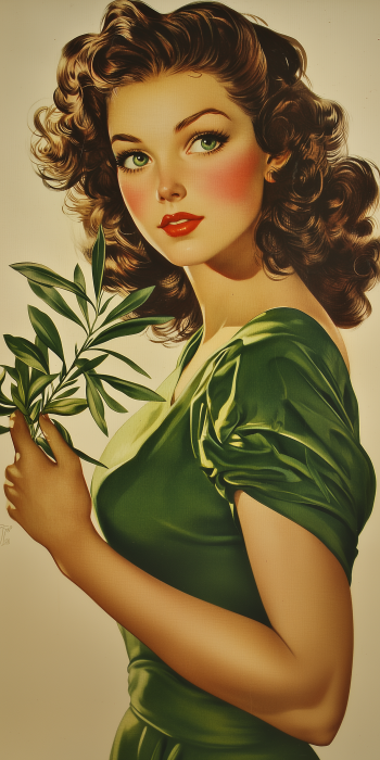 Vintage Woman with Olive Branch