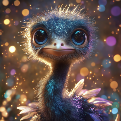 Adorable Baby Emu in Glitter