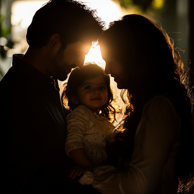 Silhouette of a Happy Family