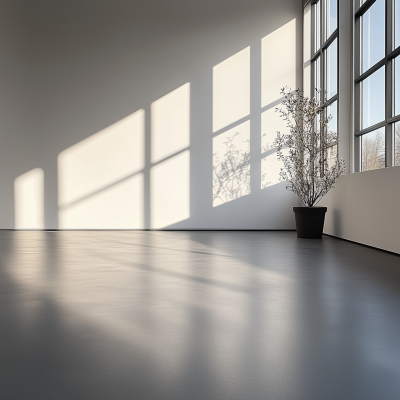 Concrete Grey Floor in Clean Studio Space