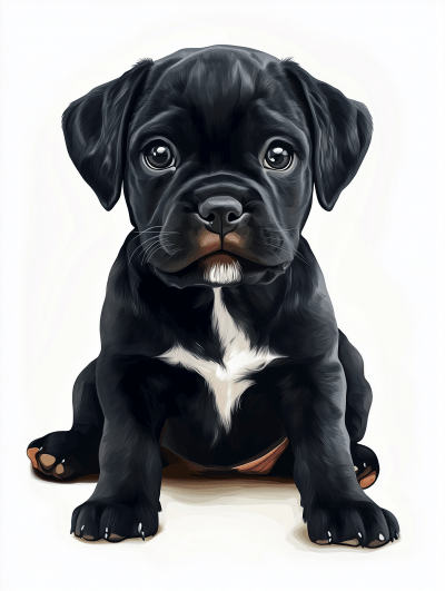 Realistic Minimalist Puppy Portrait