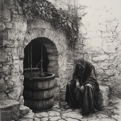 Medieval Solitary with Grape Press