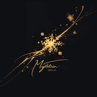 Gold Autograph on Black Background with Snowflake Design