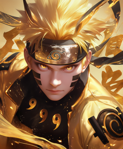 Naruto Uzumaki Portrait with Golden Mask