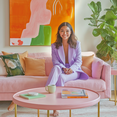 Confident Woman in Modern Living Room