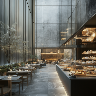 Glass-Walled Buffet Restaurant at The Edition Hotel