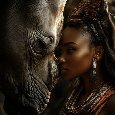 African Women with Rhino