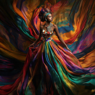 African Queen in Colorful Dress