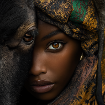 African Woman with Buffalo