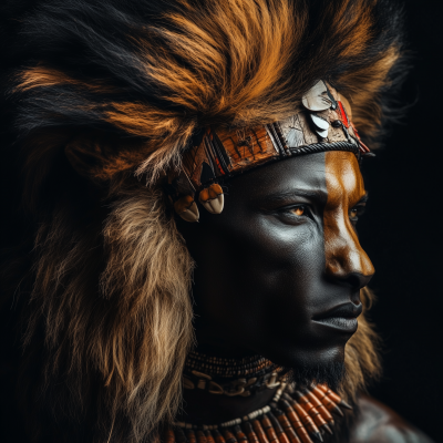 Blended African Warrior and Lion